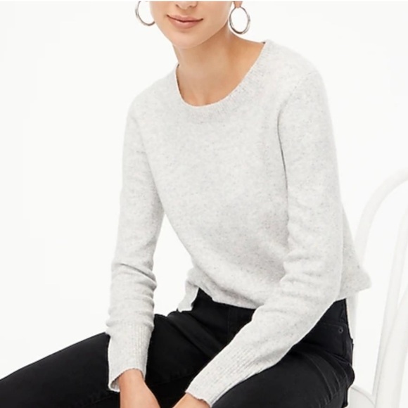 J. Crew Sweaters - J. Crew Wool Crewneck Sweater in Extra Soft Yarn Medium Heather Platinum White